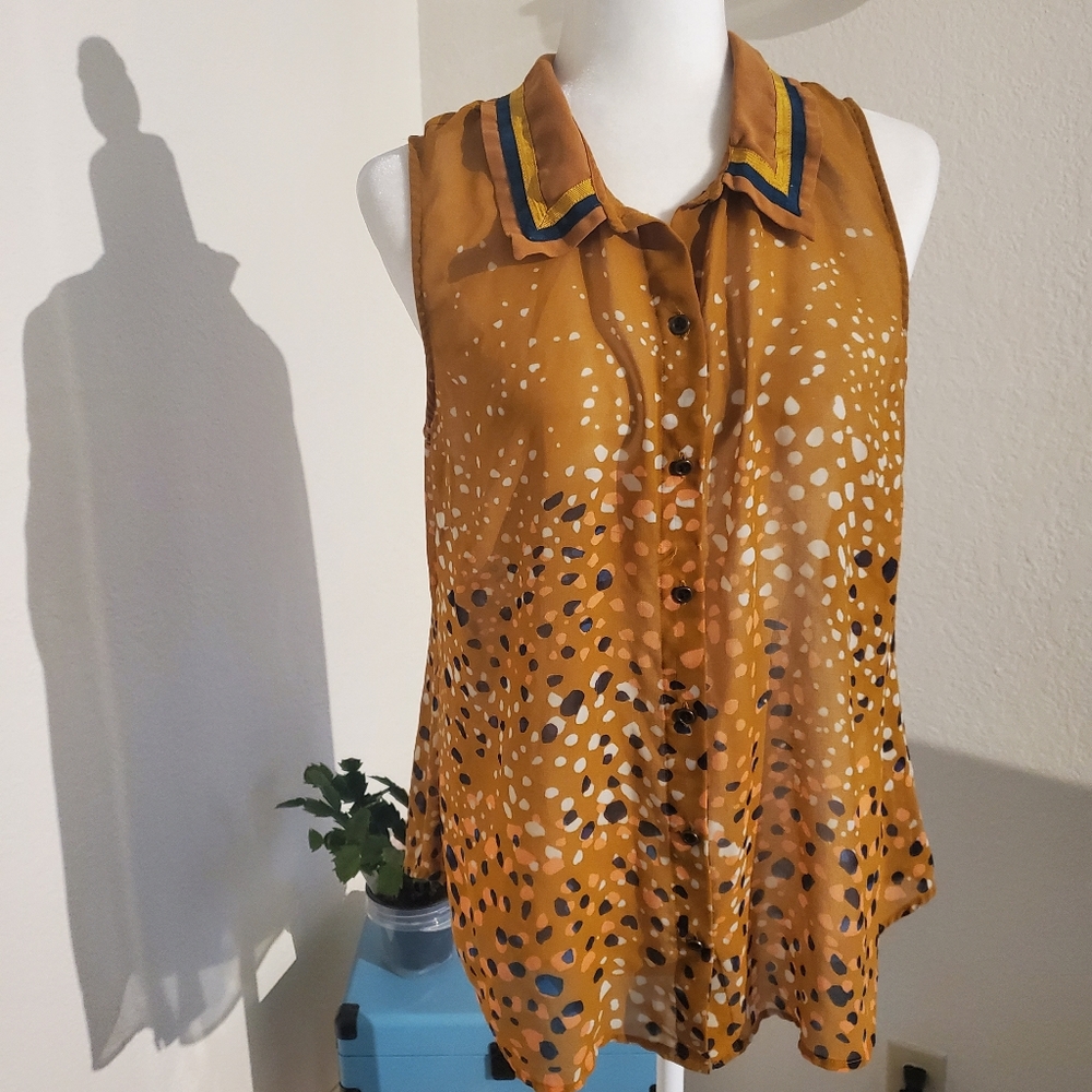 CAbi style#3436 mustard navy tank top L